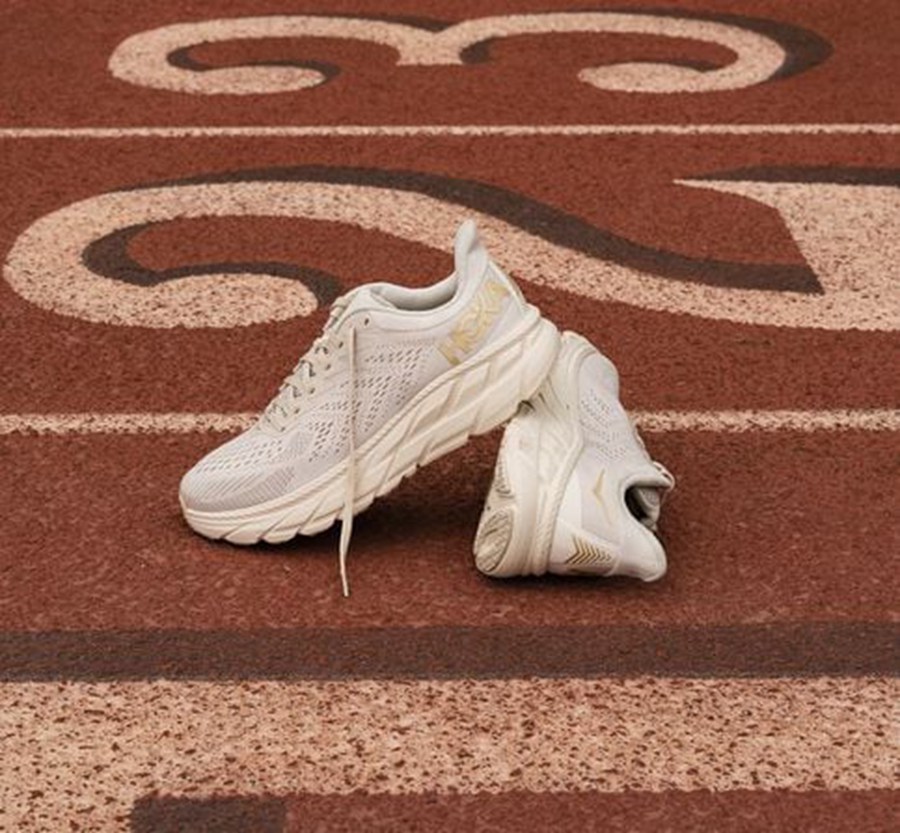 Hoka Australia One One Clifton 7 - Mens Running Shoes White - UCFMG-5209